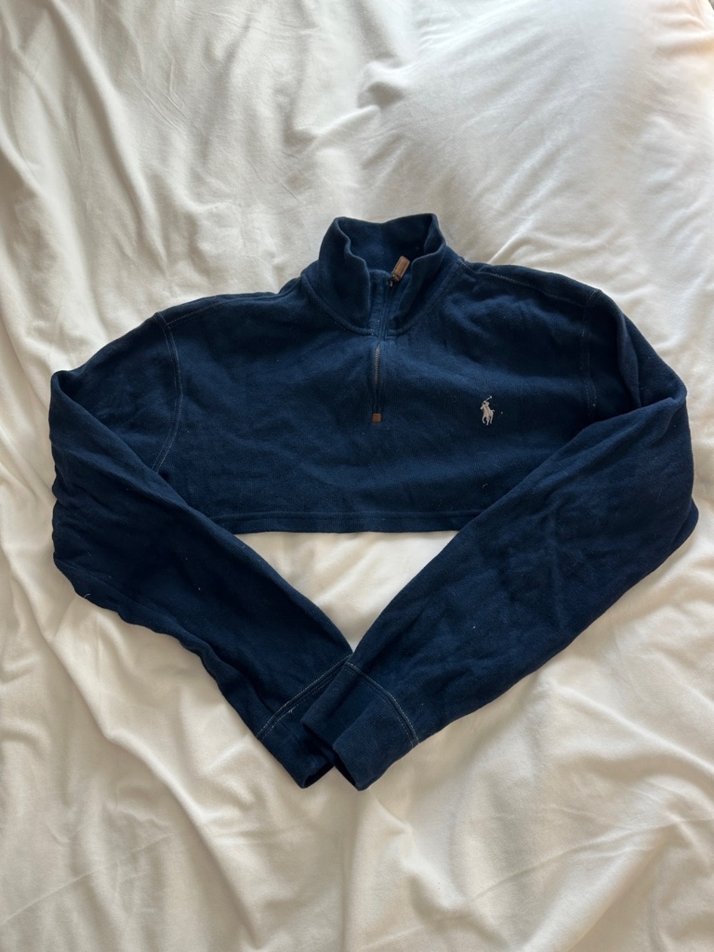 Polo by Ralph Lauren Navy Cropped Half-Zip Sweater